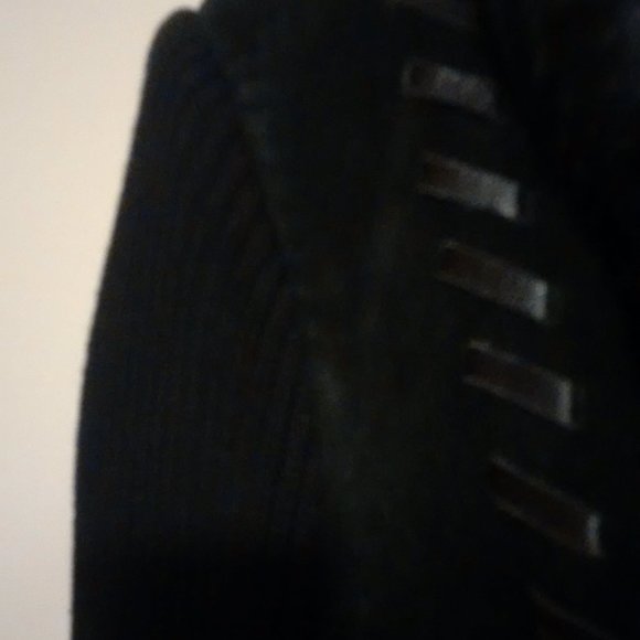 Gorgeous Suede, Leather and Real Fur Collar Sweater - Picture 7 of 10